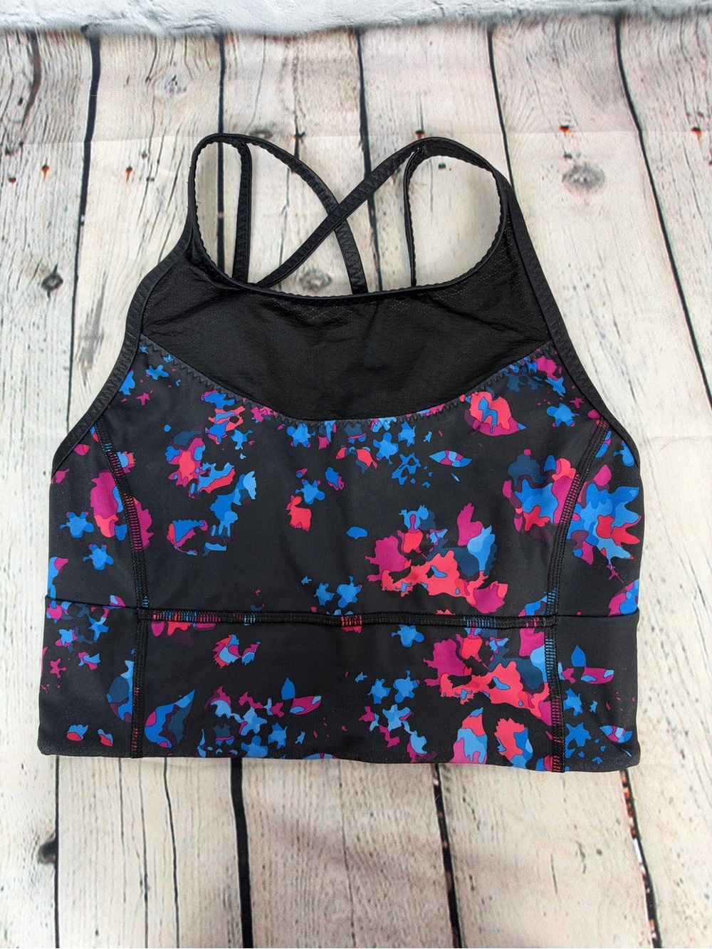 Lululemon Clip-In Long Line Bra Dandy Digie Multi Black Size 6